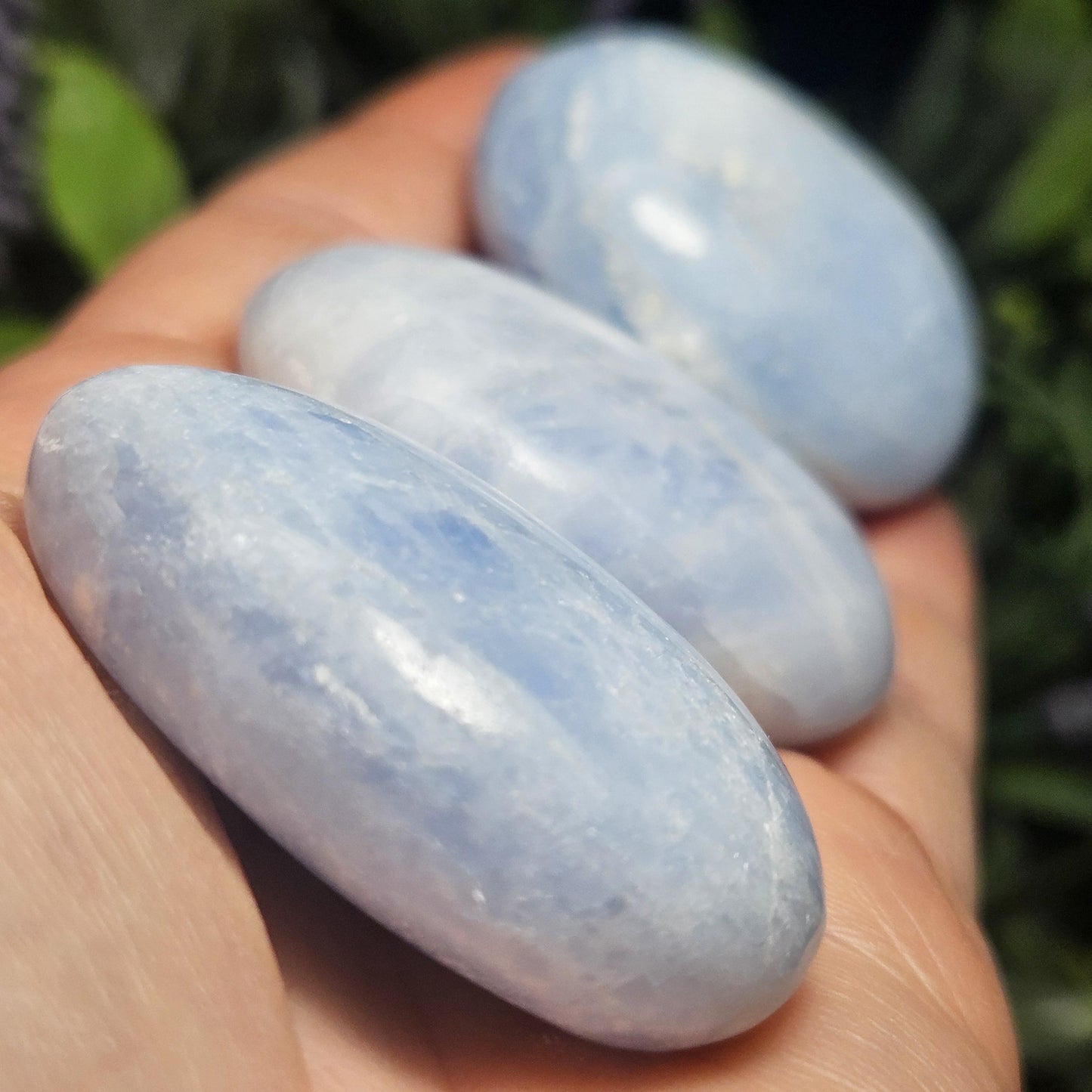 Blue Calcite Palm Stone 1.5"+, Sky Blue Calcite Polished, Blue Calcite Crystal, Polished Blue Calcite