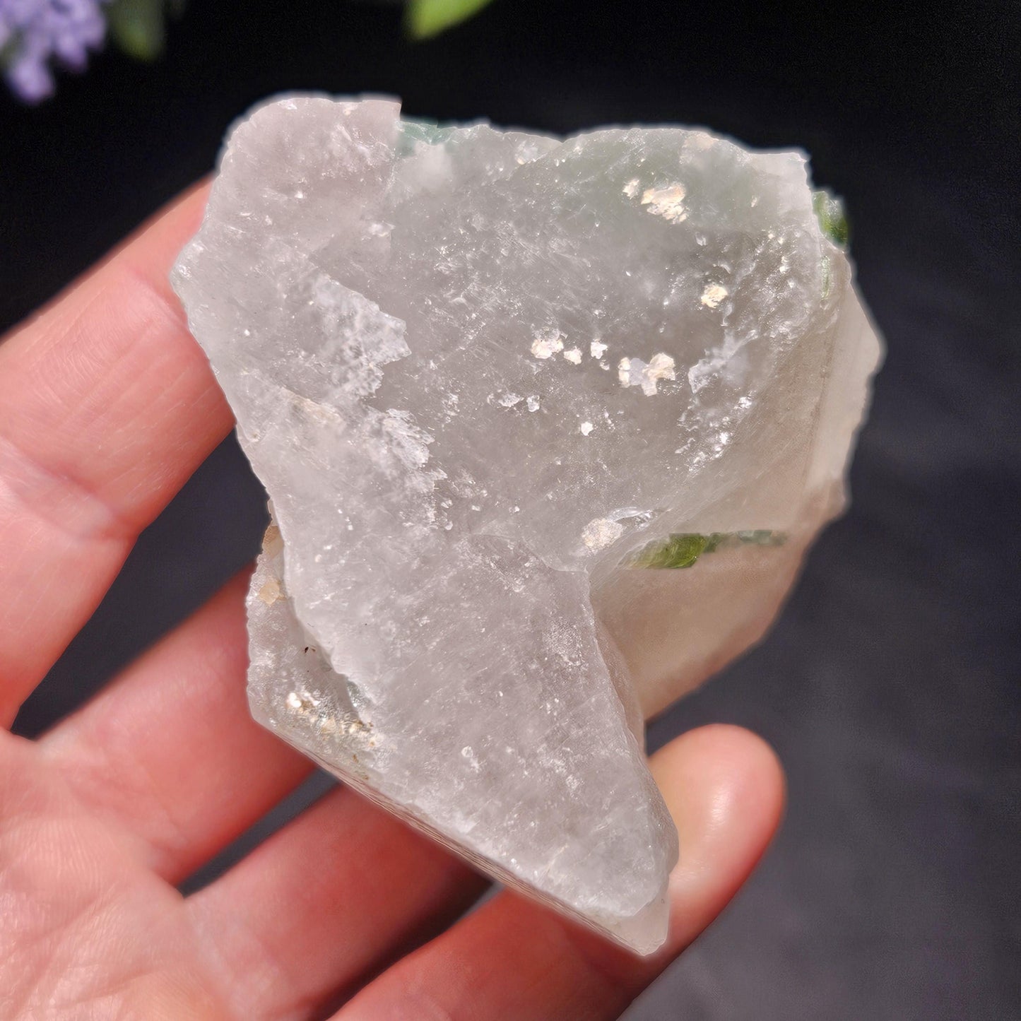 Green Tourmaline in Quartz Crystal 130.59g, Brazilian Quartz with Tourmaline, Green Tourmaline Specimen, Tourmaline Crystal