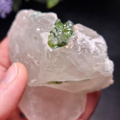 Green Tourmaline in Quartz Crystal 130.59g, Brazilian Quartz with Tourmaline, Green Tourmaline Specimen, Tourmaline Crystal
