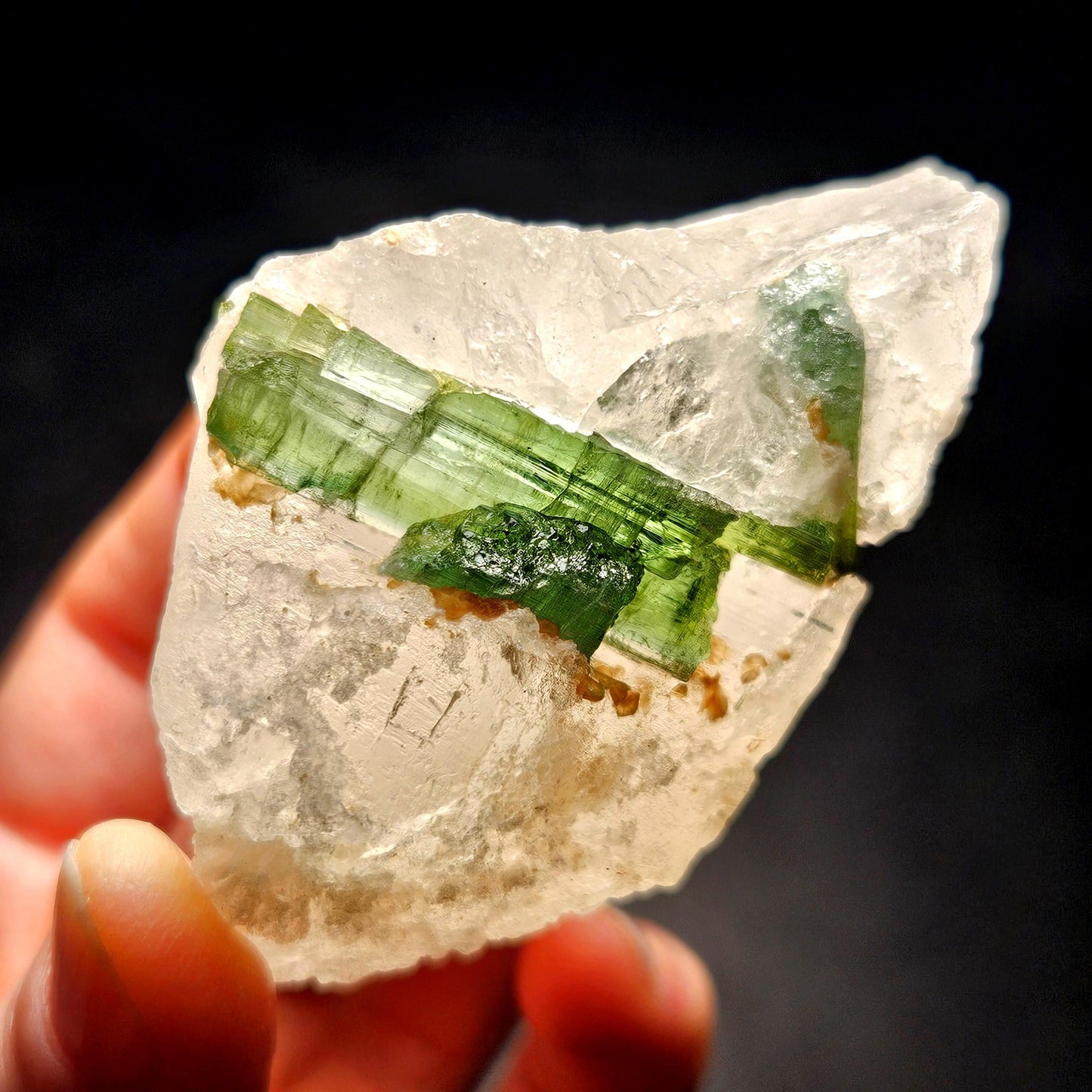 Green Tourmaline in Quartz Crystal 130.59g, Brazilian Quartz with Tourmaline, Green Tourmaline Specimen, Tourmaline Crystal