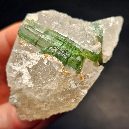 Green Tourmaline in Quartz Crystal 130.59g, Brazilian Quartz with Tourmaline, Green Tourmaline Specimen, Tourmaline Crystal