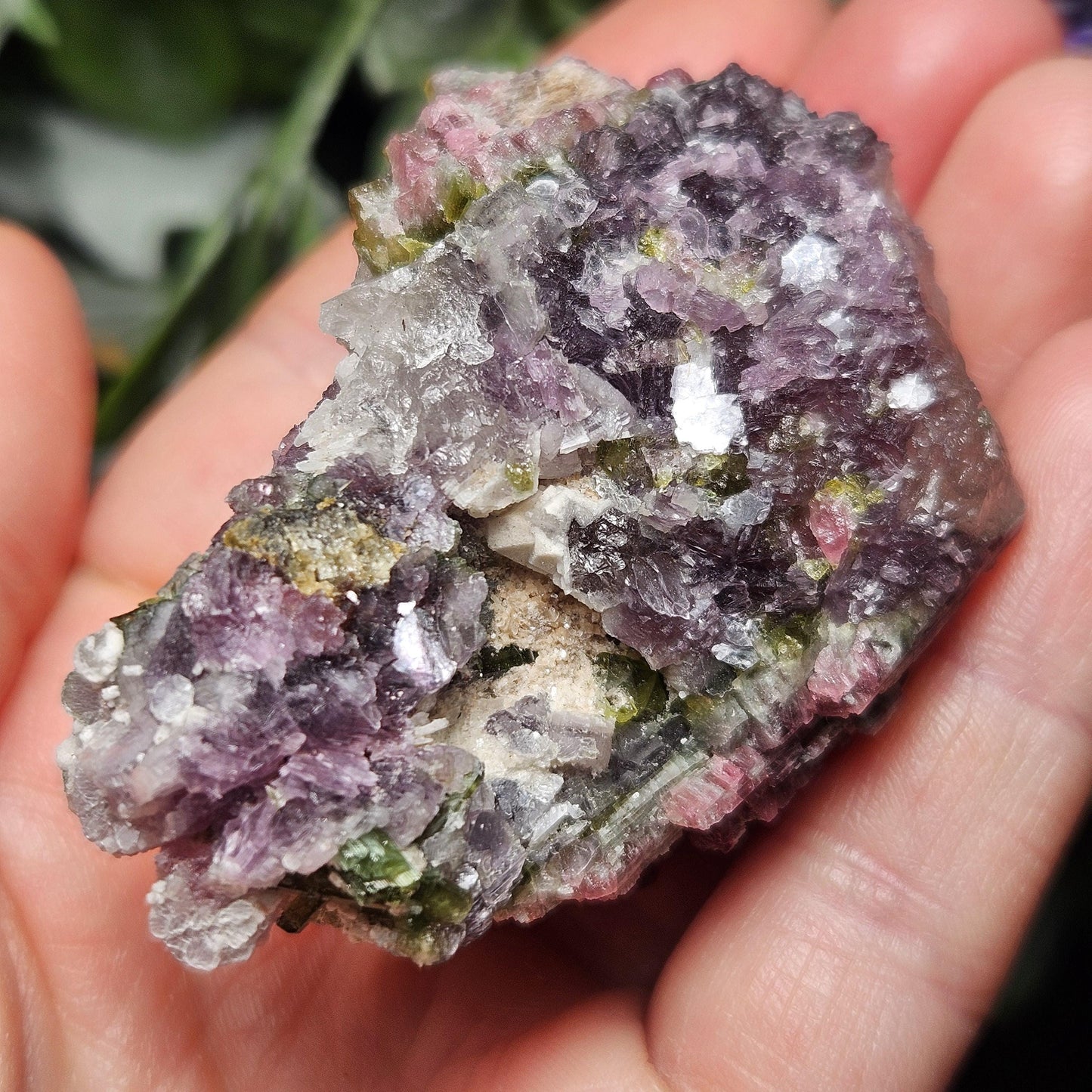 Watermelon Tourmaline in Lepidolite & Quartz from Brazil 73.28g, Pink Tourmaline, Raw Green Tourmaline Specimen, Lepidolite Crystal