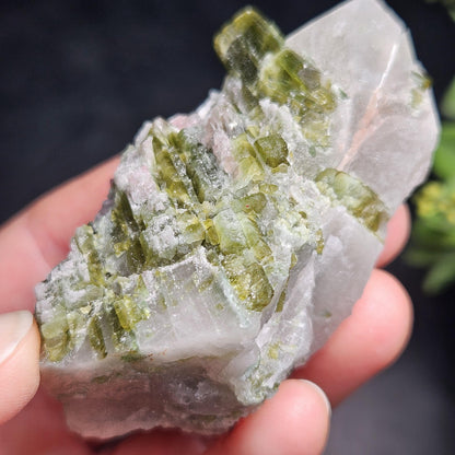 Green & Pink Tourmaline in Quartz Crystal 94.10g, Brazilian Quartz with Tourmaline, Pink Tourmaline Specimen, Watermelon Tourmaline Crystal