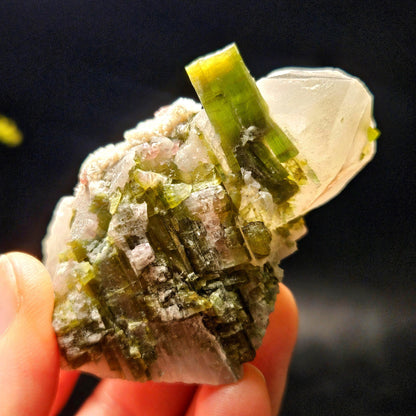 Green & Pink Tourmaline in Quartz Crystal 94.10g, Brazilian Quartz with Tourmaline, Pink Tourmaline Specimen, Watermelon Tourmaline Crystal