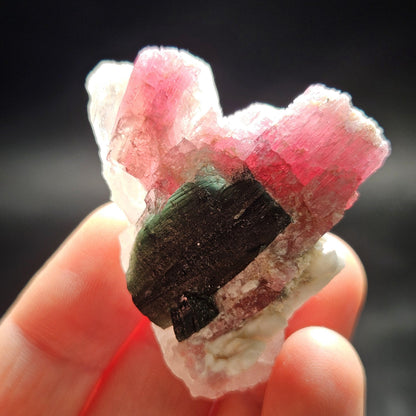 Pink Tourmaline in Quartz from Brazil 29.36g, Blue & Black Raw Brazilian Tourmaline Specimen, Pink Tourmaline Crystal