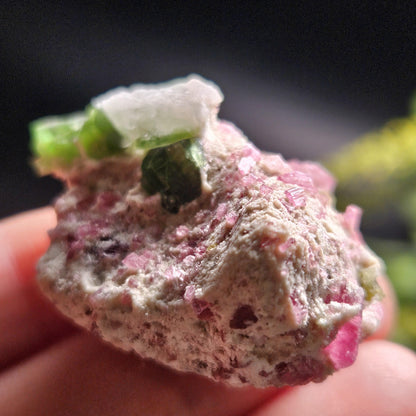 Green & Pink Tourmaline Crystal Specimen 4.96g, Brazilian Quartz with Tourmaline, Pink Tourmaline Specimen, Green Tourmaline Crystal
