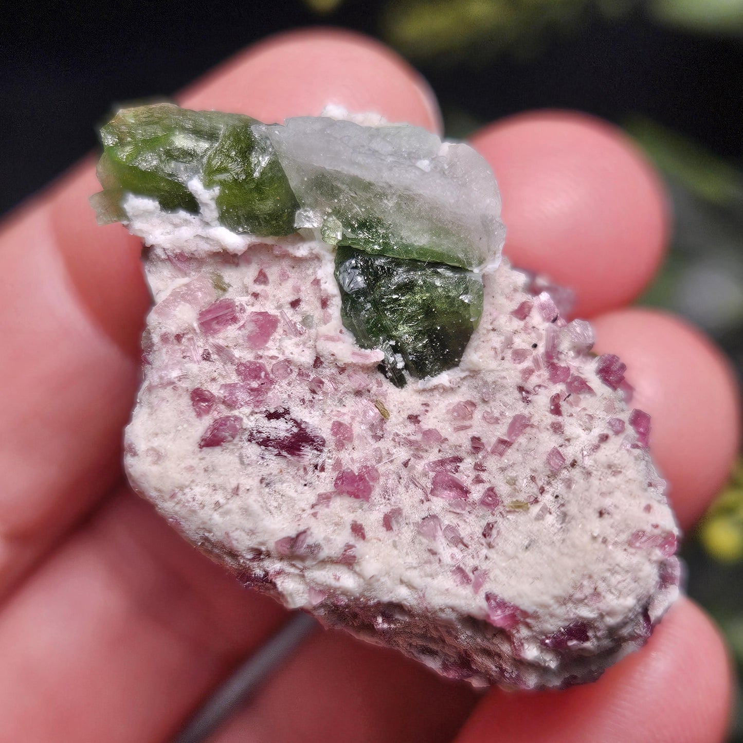 Green & Pink Tourmaline Crystal Specimen 4.96g, Brazilian Quartz with Tourmaline, Pink Tourmaline Specimen, Green Tourmaline Crystal