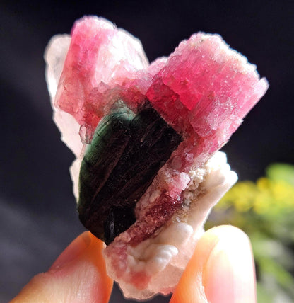 Pink Tourmaline in Quartz from Brazil 29.36g, Blue & Black Raw Brazilian Tourmaline Specimen, Pink Tourmaline Crystal