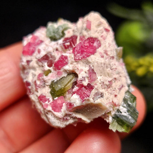 Green & Pink Tourmaline Crystal Specimen 4.96g, Brazilian Quartz with Tourmaline, Pink Tourmaline Specimen, Green Tourmaline Crystal