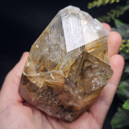 Rainbow Herkimer Diamond Quartz 231g, Skeletal Herkimer Crystal with Rainbow Inclusion, Golden Herkimer Diamond