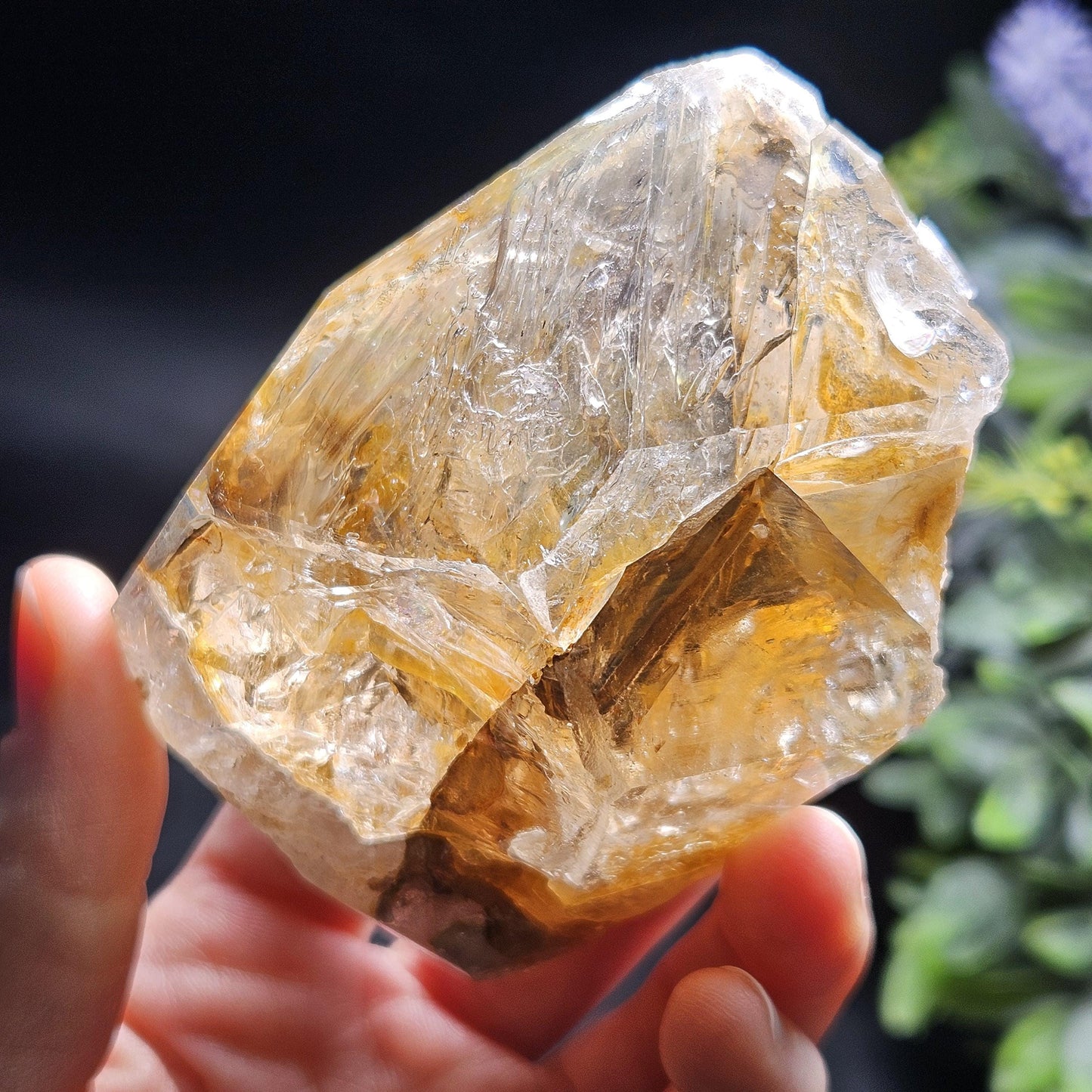 Rainbow Herkimer Diamond Quartz 231g, Skeletal Herkimer Crystal with Rainbow Inclusion, Golden Herkimer Diamond