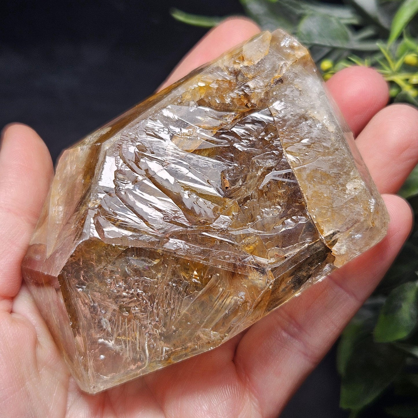Rainbow Herkimer Diamond Quartz 231g, Skeletal Herkimer Crystal with Rainbow Inclusion, Golden Herkimer Diamond