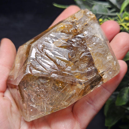 Rainbow Herkimer Diamond Quartz 231g, Skeletal Herkimer Crystal with Rainbow Inclusion, Golden Herkimer Diamond