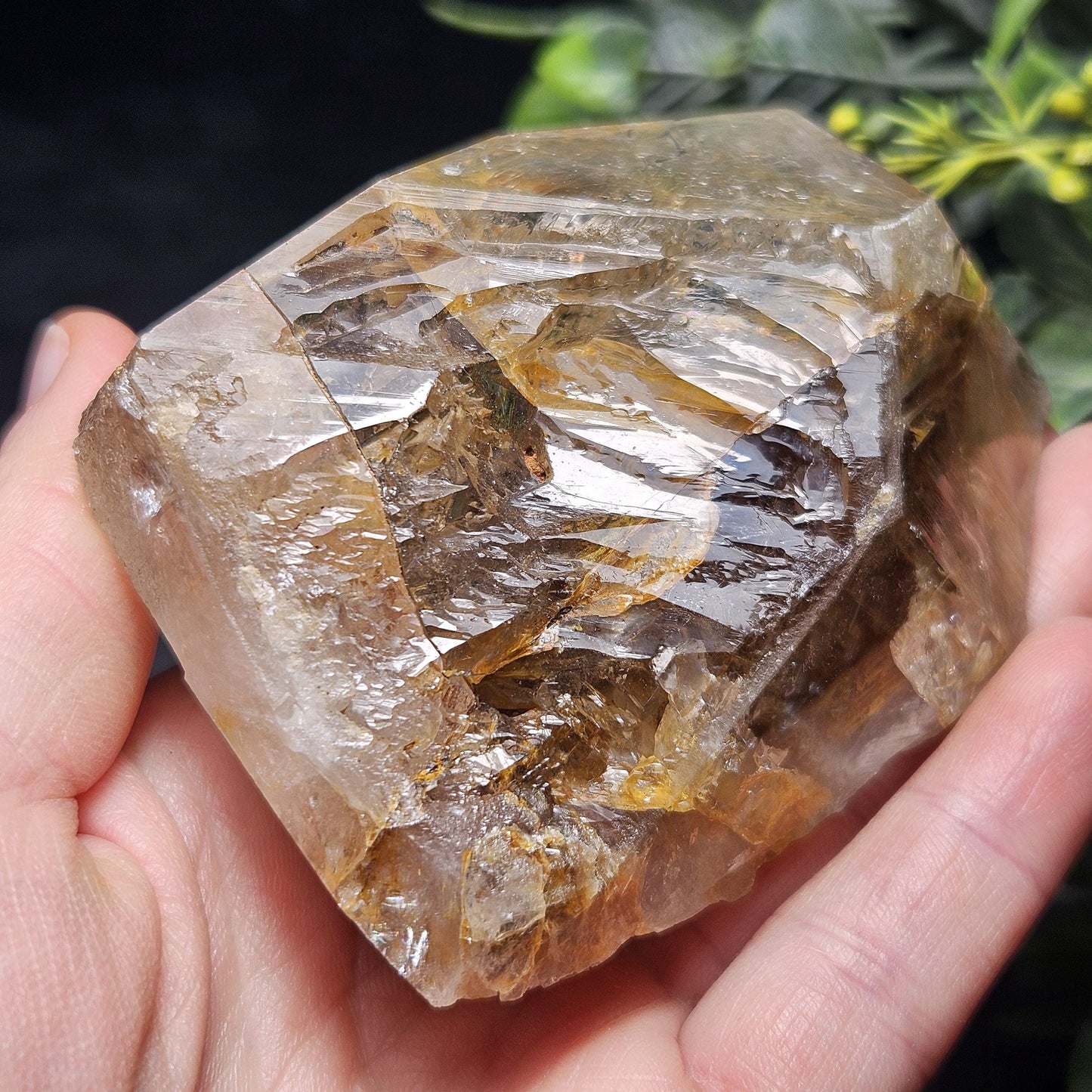 Rainbow Herkimer Diamond Quartz 231g, Skeletal Herkimer Crystal with Rainbow Inclusion, Golden Herkimer Diamond