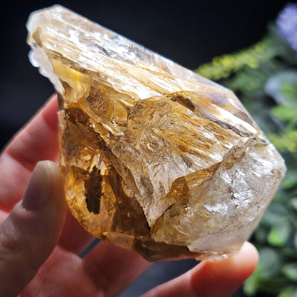 Rainbow Herkimer Diamond Quartz 231g, Skeletal Herkimer Crystal with Rainbow Inclusion, Golden Herkimer Diamond