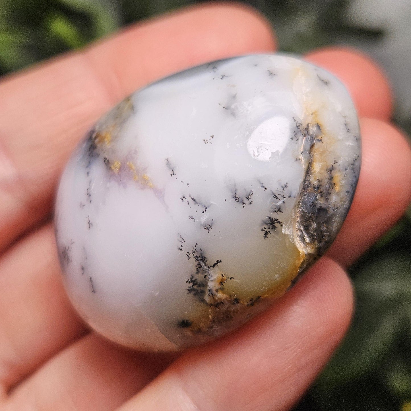 Dendritic Green Opal Palm Stone (1.25"+), Polished Dendritic Opal Crystal