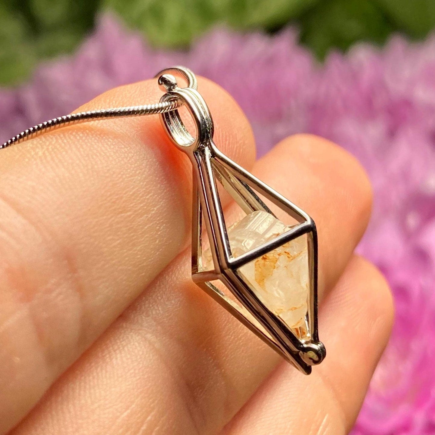 Golden Phenacite Pendant, Nigerian Phenacite Sterling Silver Necklace, Phenacite Necklace