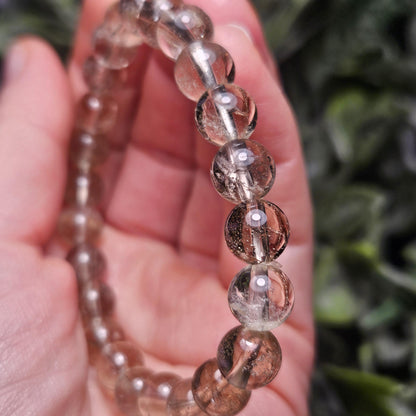 Smoky Citrine Quartz Crystal Bracelet (8mm beads), Natural Beaded Gemstone Bracelet, Polished Smoky Quartz Crystal