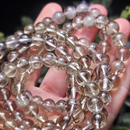 Smoky Citrine Quartz Crystal Bracelet (8mm beads), Natural Beaded Gemstone Bracelet, Polished Smoky Quartz Crystal