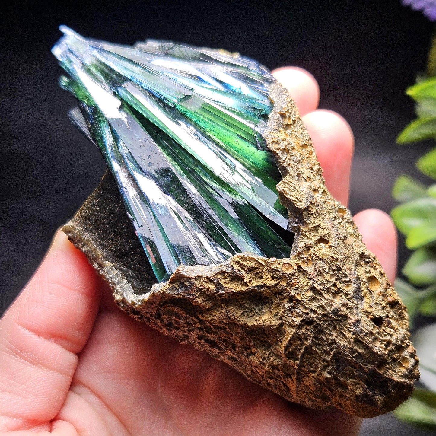 AAA Vivianite Crystal Cluster 200.45g, Terminated Vivianite Crystal Specimen, Raw Blue