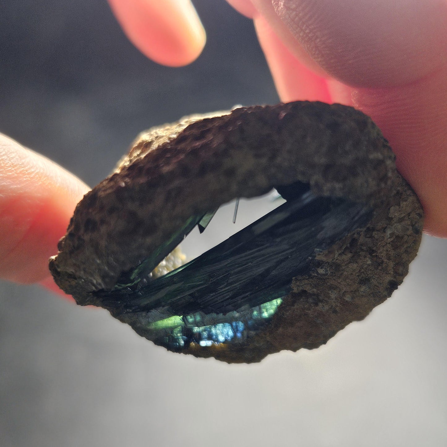 Vivianite Crystal Cluster with Botryoidal Chalcedony 63.24g, Raw Blue