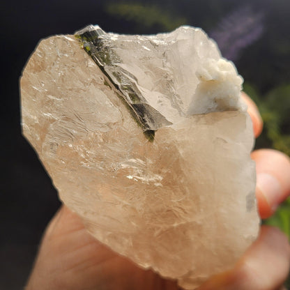 Green & Black Tourmaline in Quartz Crystal 344g, Brazilian Quartz with Tourmaline, Green Tourmaline Specimen, Tourmaline Crystal