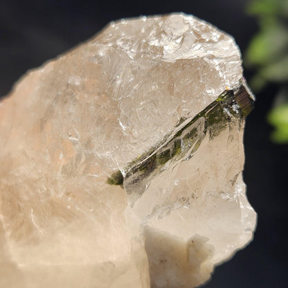 Green & Black Tourmaline in Quartz Crystal 344g, Brazilian Quartz with Tourmaline, Green Tourmaline Specimen, Tourmaline Crystal