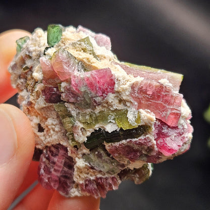 Watermelon Tourmaline Crystal Specimen 43.05g, Brazilian Quartz with Tourmaline, Pink Tourmaline Specimen, Green Tourmaline Crystal
