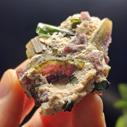 Watermelon Tourmaline Crystal Specimen 43.05g, Brazilian Quartz with Tourmaline, Pink Tourmaline Specimen, Green Tourmaline Crystal