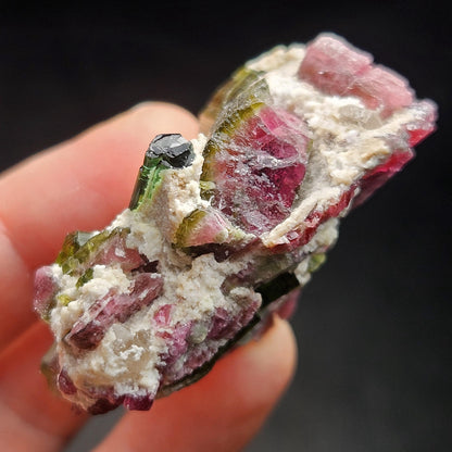 Watermelon Tourmaline Crystal Specimen 43.05g, Brazilian Quartz with Tourmaline, Pink Tourmaline Specimen, Green Tourmaline Crystal