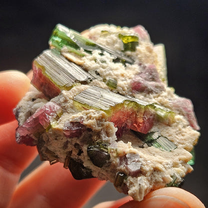 Watermelon Tourmaline Crystal Specimen 43.05g, Brazilian Quartz with Tourmaline, Pink Tourmaline Specimen, Green Tourmaline Crystal