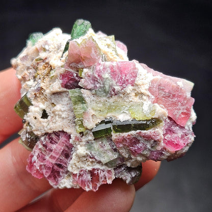 Watermelon Tourmaline Crystal Specimen 43.05g, Brazilian Quartz with Tourmaline, Pink Tourmaline Specimen, Green Tourmaline Crystal
