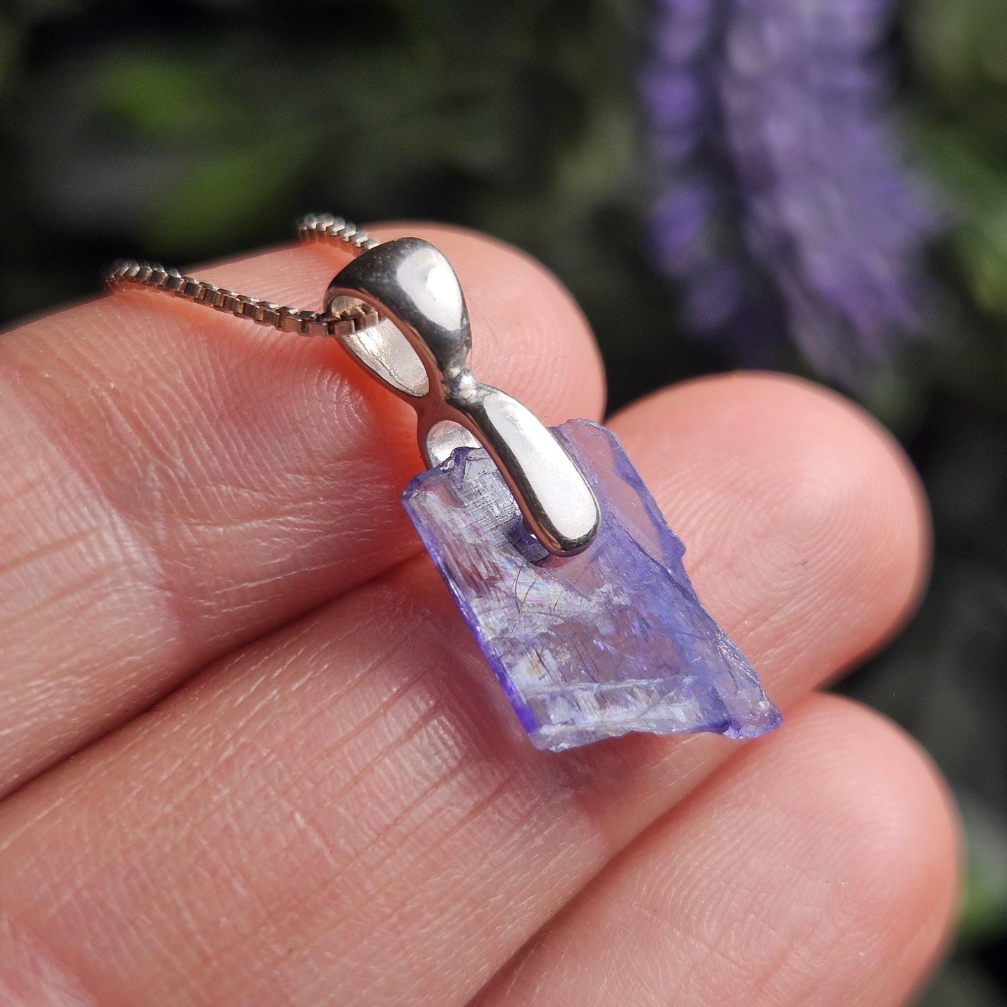 Tanzanite Sterling Silver Pendant, Bicolor Tanzanite Crystal Jewelry