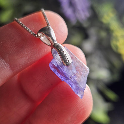 Tanzanite Sterling Silver Pendant, Bicolor Tanzanite Crystal Jewelry