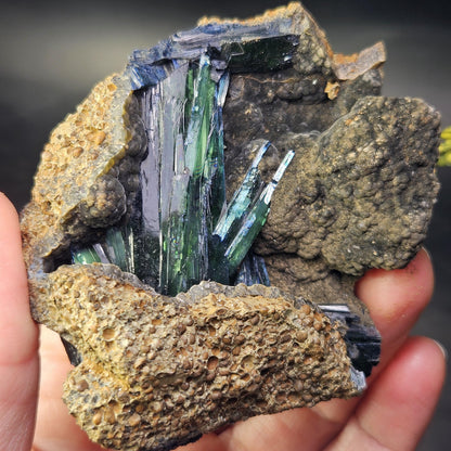Vivianite Crystal Cluster with Rainbow Inclusions 137g, Vivianite Specimen, Raw Blue