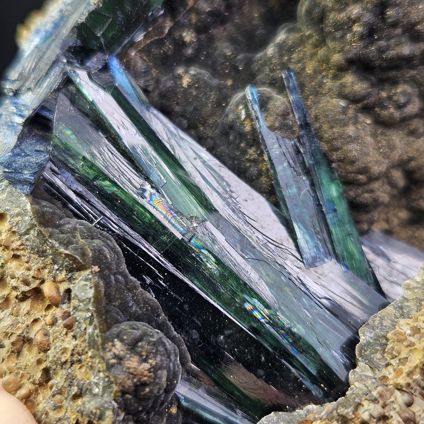 Vivianite Crystal Cluster with Rainbow Inclusions 137g, Vivianite Specimen, Raw Blue