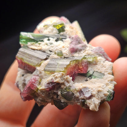 Watermelon Tourmaline Crystal Specimen 43.05g, Brazilian Quartz with Tourmaline, Pink Tourmaline Specimen, Green Tourmaline Crystal
