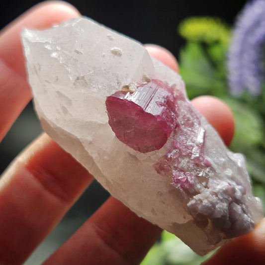 Pink Tourmaline in Quartz from Brazil 52.64g, Raw Brazilian Tourmaline Specimen, Pink Tourmaline Crystal