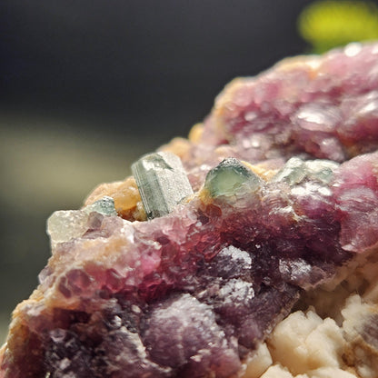 Blue Tourmaline on Lepidolite on Cleavelandite from Brazil 211g, Raw Brazilian Tourmaline Specimen, Lepidolite Crystal