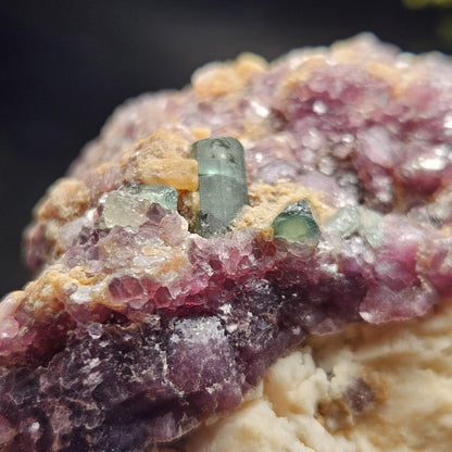 Blue Tourmaline on Lepidolite on Cleavelandite from Brazil 211g, Raw Brazilian Tourmaline Specimen, Lepidolite Crystal