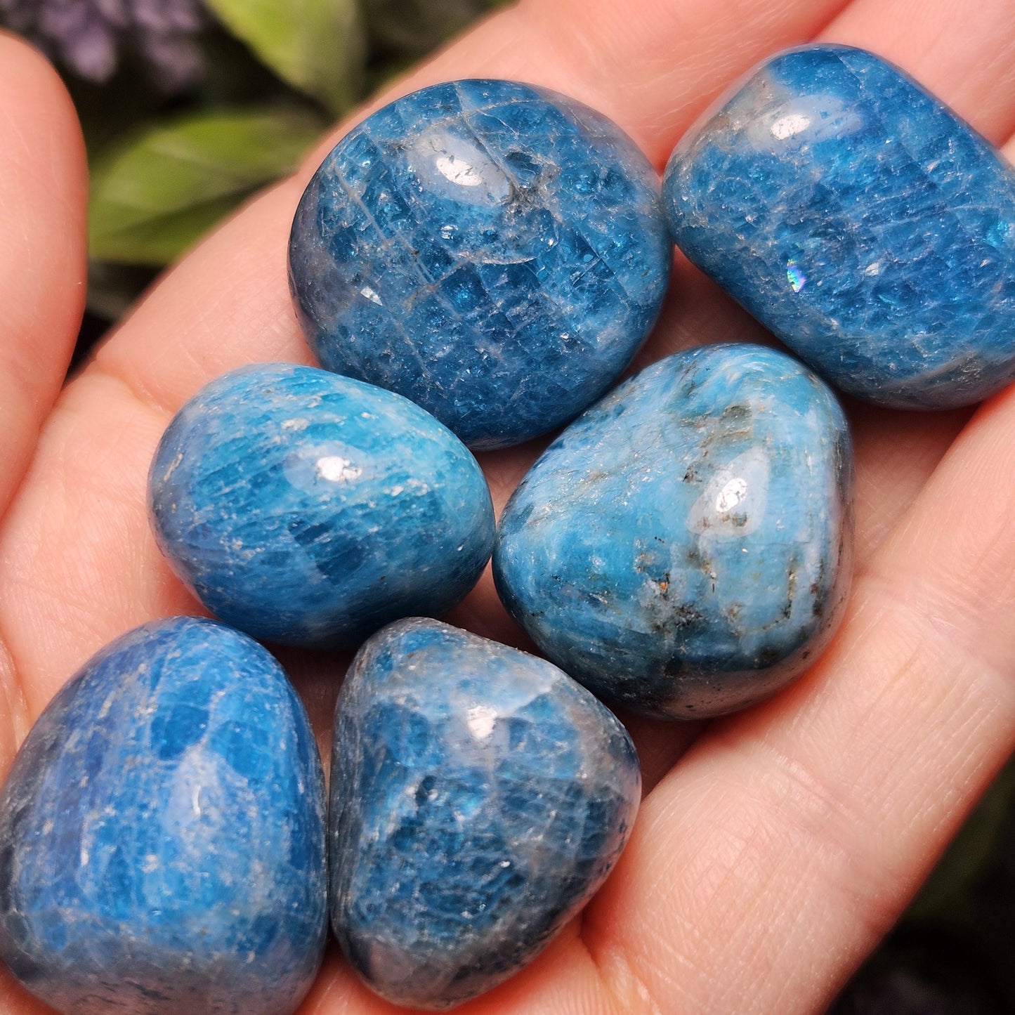 Blue Apatite Polished Crystal, Tumbled Blue Apatite, Polished Blue Apatite from Brazil
