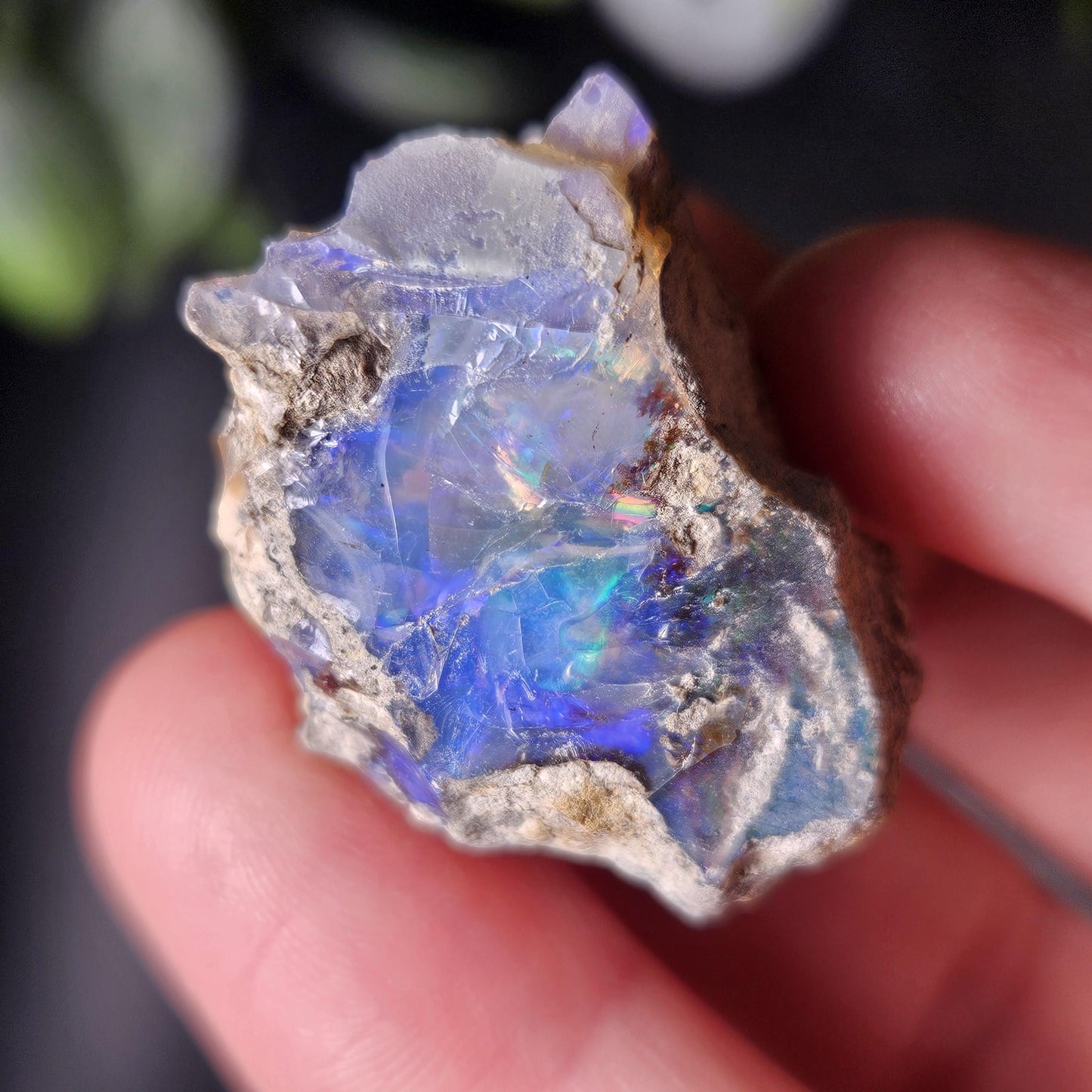 Blue Rainbow Opal Specimen 9.49g, Raw Opal Crystal, Blue Opal Gemstone
