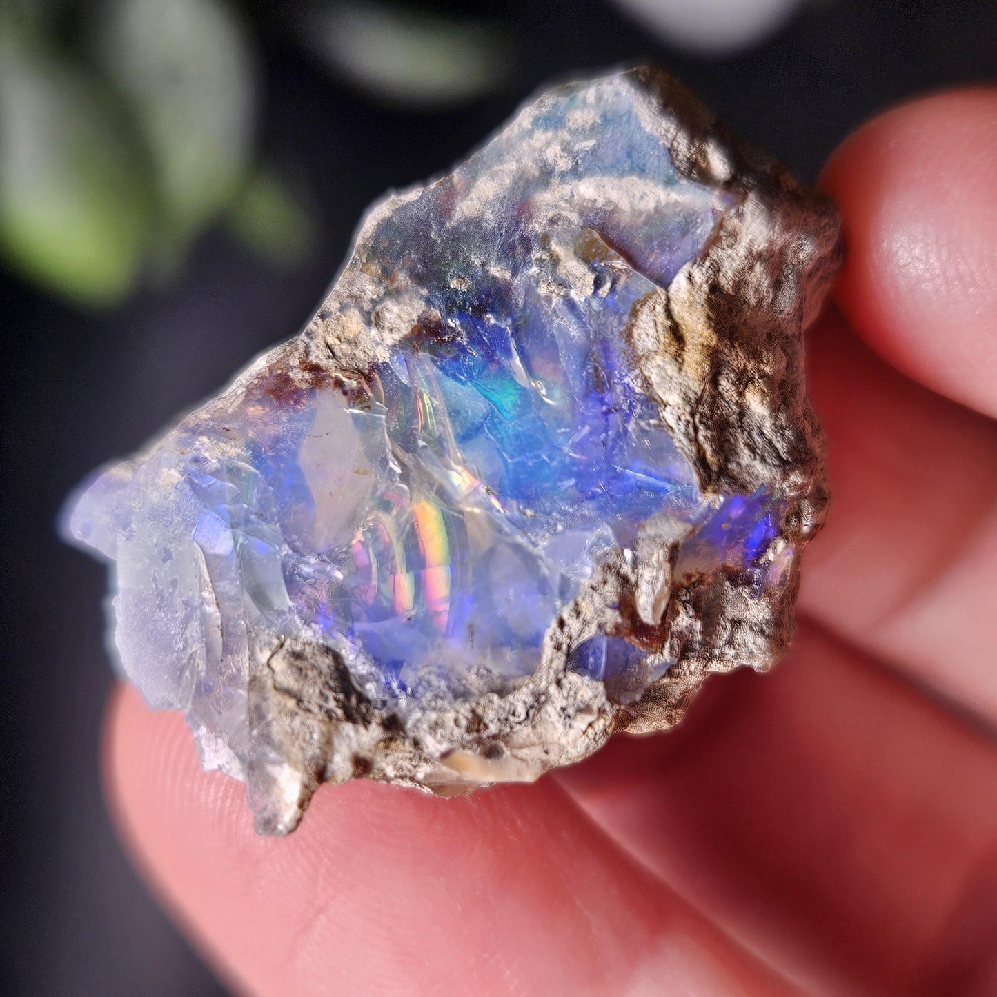 Blue Rainbow Opal Specimen 9.49g, Raw Opal Crystal, Blue Opal Gemstone