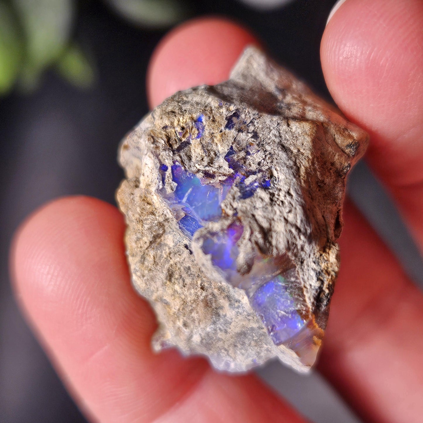 Blue Rainbow Opal Specimen 9.49g, Raw Opal Crystal, Blue Opal Gemstone