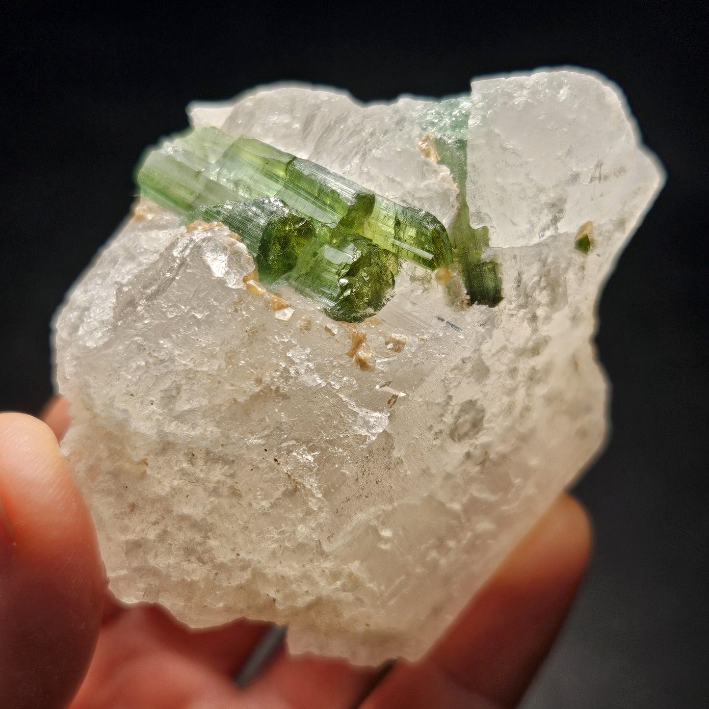 Green Tourmaline in Quartz Crystal 130.59g, Brazilian Quartz with Tourmaline, Green Tourmaline Specimen, Tourmaline Crystal