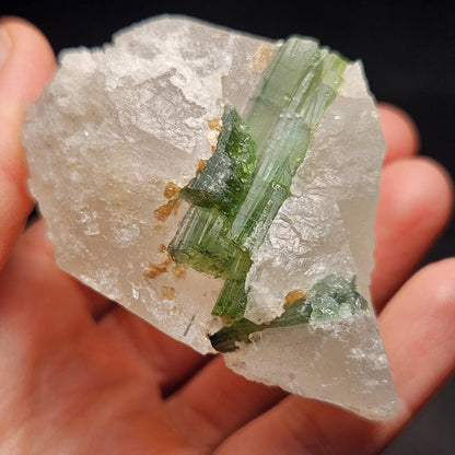 Green Tourmaline in Quartz Crystal 130.59g, Brazilian Quartz with Tourmaline, Green Tourmaline Specimen, Tourmaline Crystal