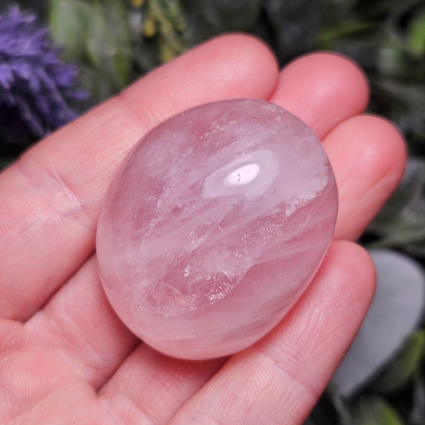 Rose Quartz Crystal Palm Stone, Polished Rose Quartz