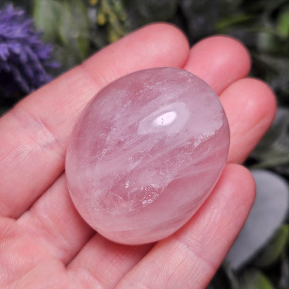 Rose Quartz Crystal Palm Stone, Polished Rose Quartz