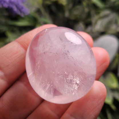 Rose Quartz Crystal Palm Stone, Polished Rose Quartz