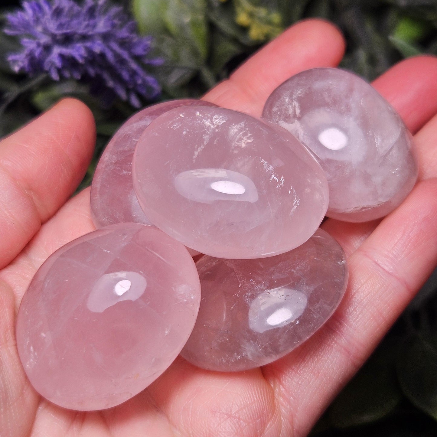 Rose Quartz Crystal Palm Stone, Polished Rose Quartz